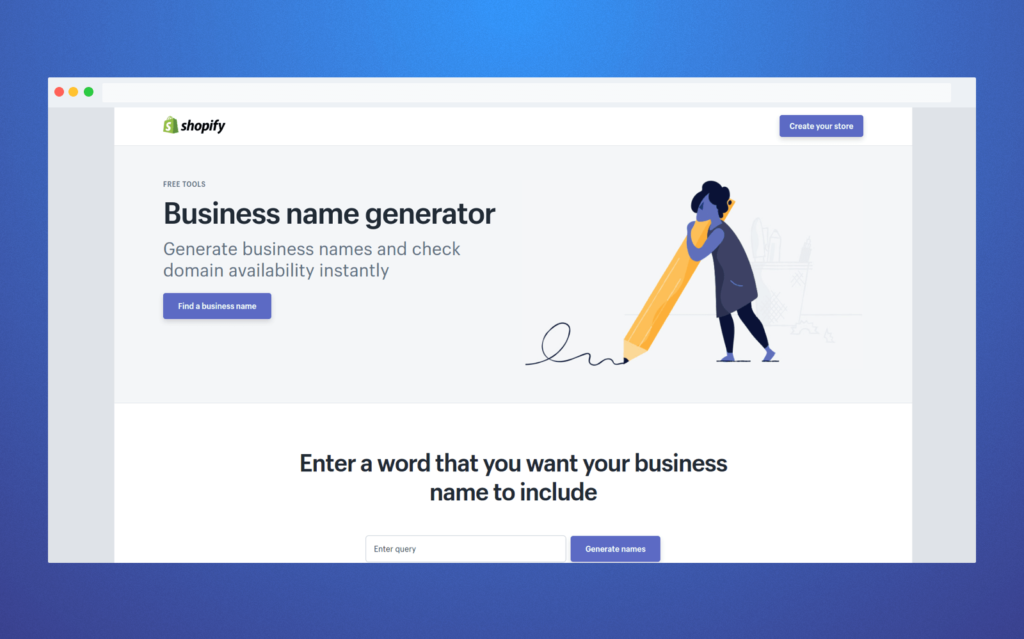 Shopify's Company Name Generator Tool